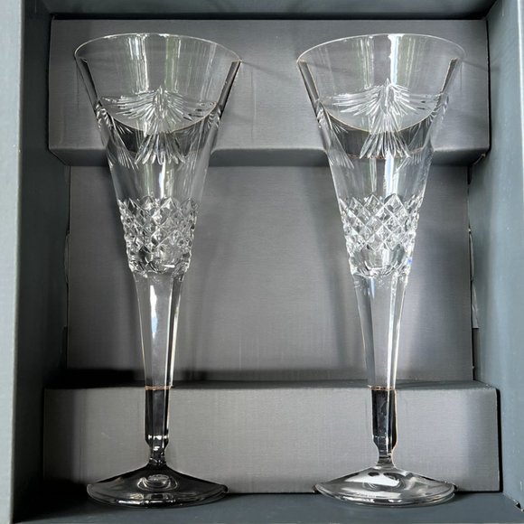 Vtg Waterford Crystal The Millennium Collection 2000 "Peace" Toasting Flutes (2) - Picture 3 of 10